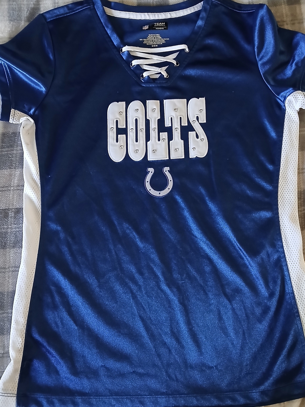 NFL Women's Lace-Up INDIANAPOLIS COLTS Jersey Top - Womens MEDIUM